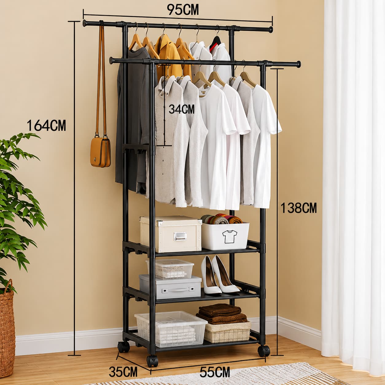 Perchero Organizador Ajustable 3 Niveles